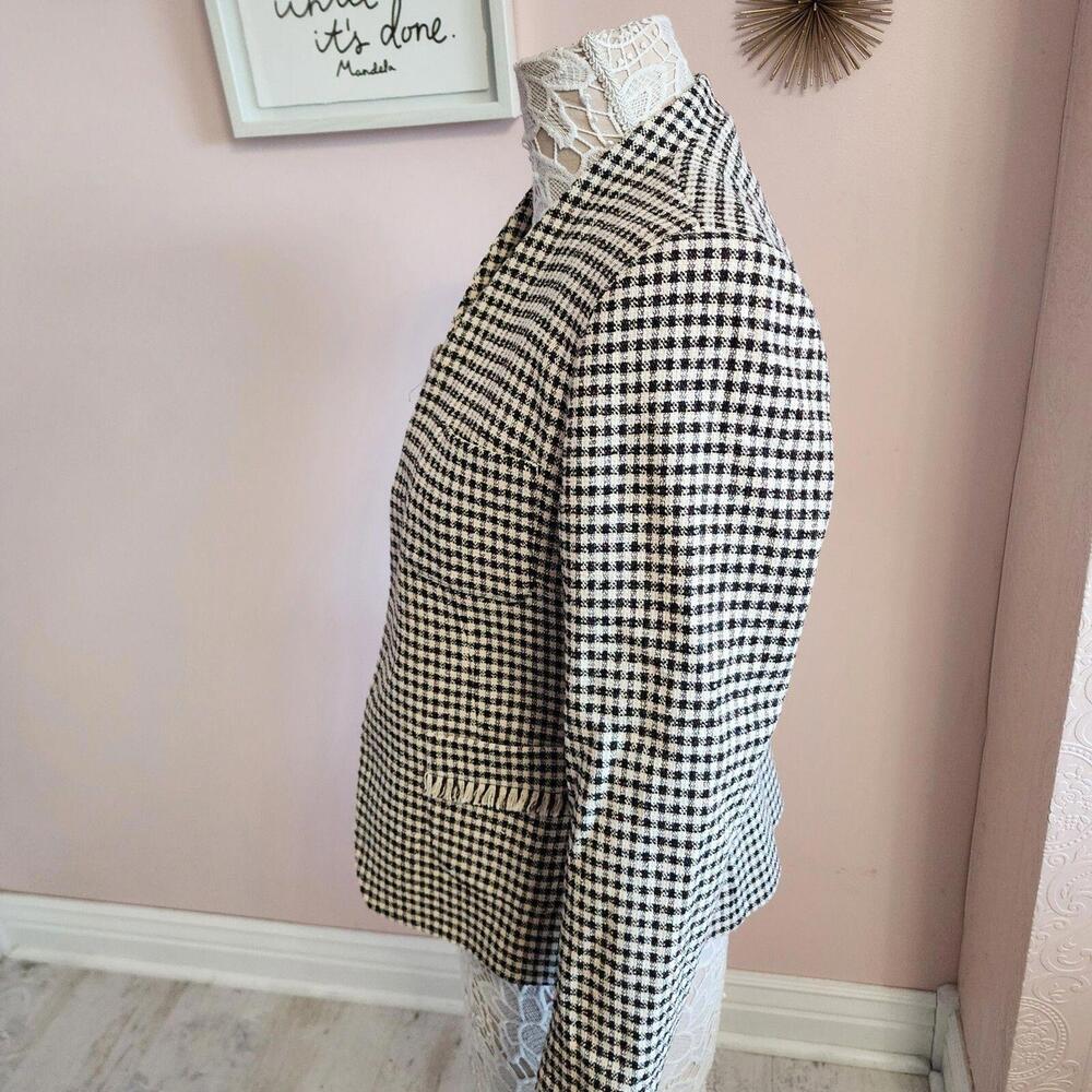 EUC Weekend MaxMara open black white houndstooth pattern jacket blazer S ? RR11 - Picture 4 of 9